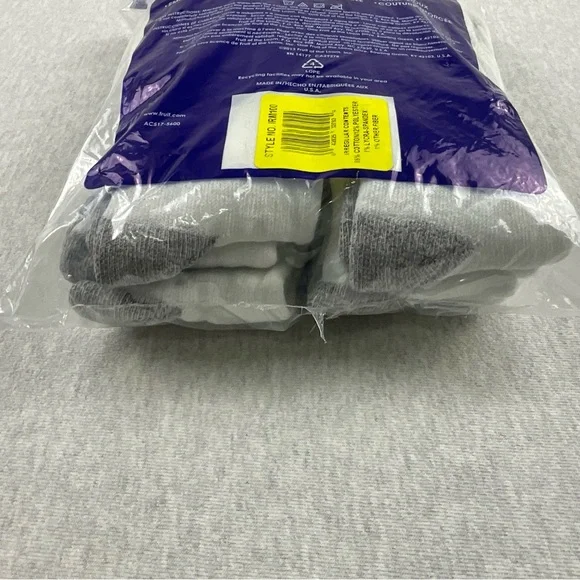 FRUIT OF THE LOOM COTTON BLEND MEN’S CREW SOCKS SLIGHTLY IMPERFECT 6 PAIRS WHITE - Picture 6 of 8